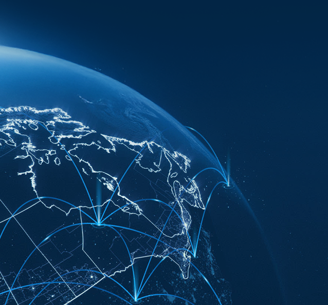 Globe showing IoT connectivity.