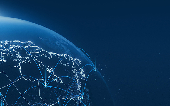 Globe showing IoT connectivity.