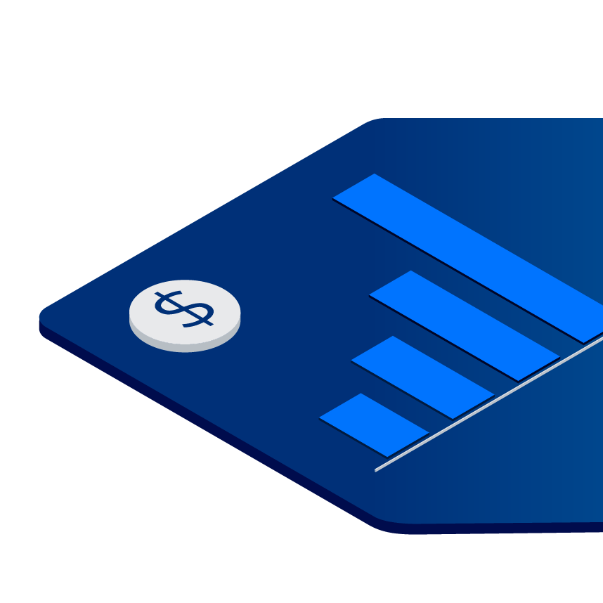A visual representation of the cost-effective AI solutions Bell AI Fabric offers, depicted with a bar graph showing consistent growth and optimized budgeting.
