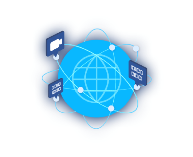 A globe with the worldwide network displaying the network management